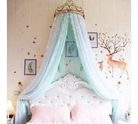 Bed Canopy with Metal Crown Design for Bedroom Decoration, Castle Tent and Reading Nook