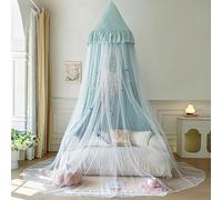 Bed Canopy with with Star Light for Girls 60x270cm Double Layer Dome Dreaming Mosquito Net Hanging Princess Castle Play Tent Bedroom Reading Corner Green Canpony