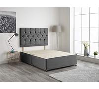Bed Centre Charcoal Plush Velvet Fabric Divan Base Plus Matching Headboard and 4 Drawers 3ft 4ft 4ft6 5ft 6ft (4FT (Small Double))