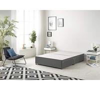 Bed Centre Flexby Divan Base Only with No Drawers and No Headboard - Available in 3ft,4ft,5ft and 6ft- Fabric (5FT King, Linen Grey Fabric)