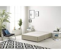 Bed Centre Flexby Divan Base Only with No Drawers and No Headboard - Available in 3ft,4ft,5ft and 6ft- Fabric (4FT6 Double, Linen Wheat Fabric)
