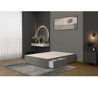 Bed Centre Flexby Divan Bed Base Only with 2 Drawers (Same Side), No Headboard - Available in 3FT, 4FT, 5FT & 6FT (4FT6 Double, Linen Silver Fabric)