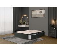 Bed Centre Flexby Divan Bed Base Only with 2 Drawers (Same Side), No Headboard - Available in 3FT, 4FT, 5FT & 6FT (4FT Small Double, Linen Grey Fabric)