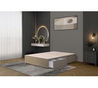 Bed Centre Flexby Divan Bed Base Only with 2 Drawers (Same Side), No Headboard - Available in 3FT, 4FT, 5FT & 6FT (5FT King, Linen Wheat Fabric)