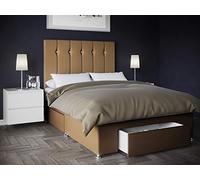 Bed Centre Kano Beige Plush Divan Set With Sprung Memory Foam Fibre Mattress, 1 End Drawer And Headboard (Double (135cm X 190cm))