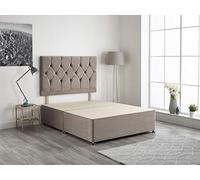 Bed Centre Light Gray Plush Velvet Fabric Divan Base Plus Matching Headboard and 2 Drawer 3ft 4ft 4ft6 5ft 6ft (3FT (Single))
