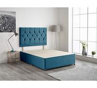 Bed Centre Midnight Blue Plush Velvet Fabric Divan Base Plus Matching Headboard3ft 4ft 4ft6 5ft 6ft (3FT (Single))