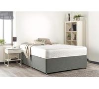 Bed Centre Silver Linen Memory Foam Divan Bed With Mattress, No Headboard and No Drawers (Double (135cm X 190cm))