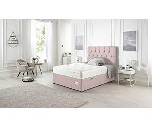 Bed Centre Ziggy Side Opening Divan Storage Ottoman Bed with Headboard - Available in a Variety of Colours (3FT Single, Plush Pink)