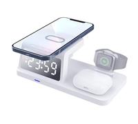 Bed Charging Station - 4 in 1 Fast Charger | Digital Clock with Charging Station | For Smartphone Headphones, Clock, Teen Bedroom, Office, Home, Modern Decoration