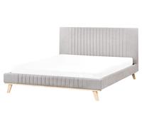 Bed Chenille TALENCE 160 x 200 cm (EU King Size) Light Grey