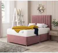 Bed Choices Alaska Divan Bed With 4 drawers, Mattress & 54" Floor Standing Headboard - Plush Velvet in Pink | Size: King Bed Choices Pink King
