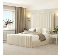 Bed Choices Aspire Bed Frame Ottoman Gas Lift Storage with Headboard and Mattress - Small double - Beige