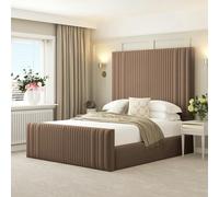 Bed Choices Aspire Bed Frame Ottoman Gas Lift Storage with Headboard and Mattress - Small double - Brown