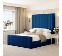Bed Choices Aspire Upholstered Bed Frame Ottoman Gas Lift Storage with 70" Headboard in Blue | Size: King Bed Choices Blue King