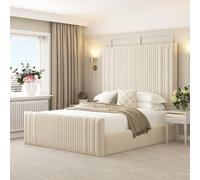 Bed Choices Aspire Upholstered Bed Frame Ottoman Gas Lift Storage with 70" Headboard in Cream | Size: Small Double Bed Choices Cream Small Double