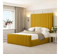 Bed Choices Aspire Upholstered Bed Frame Ottoman Gas Lift Storage with 70" Headboard in Mustard | Size: Double Bed Choices Mustard Double