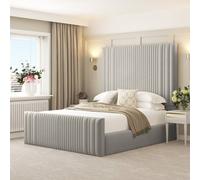 Bed Choices Aspire Upholstered Bed Frame Ottoman Gas Lift Storage with 70" Headboard in Silver | Size: Small Double Bed Choices Silver Small Double