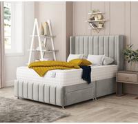 Bed Choices Brisbane Plush Velvet Divan Bed With Mattress, Headboard & 2 Storage Drawers - Small Double