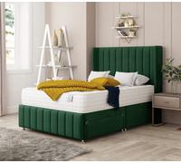 Bed Choices Brisbane Plush Velvet Divan Bed With Mattress, Headboard & 2 Storage Drawers - Super King