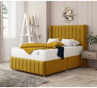 Bed Choices Brisbane Plush Velvet Divan Bed With Mattress, Headboard & 2 Storage Drawers - Super King