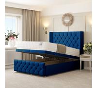 Bed Choices Deluxe Ottoman Divan Bed with 54" Headboard in Blue | Size: Single Bed Choices Blue Single