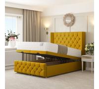 Bed Choices Deluxe Ottoman Divan Bed with 54" Headboard in Mustard | Size: Super King Bed Choices Mustard Super King