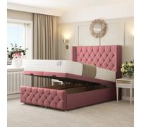 Bed Choices Deluxe Ottoman Divan Bed with 54" Headboard in Pink | Size: Double Bed Choices Pink Double