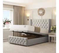 Bed Choices Deluxe Ottoman Divan Bed with 54" Headboard in Silver | Size: Super King Bed Choices Silver Super King