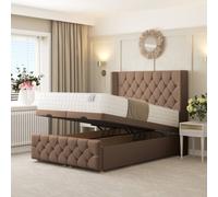 Bed Choices Deluxe Ottoman Divan Bed with 54" Headboard in Taupe | Size: Double Bed Choices Taupe Double