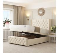 Bed Choices Deluxe Ottoman Upholstered Divan Bed with 54" Headboard in Cream | Size: Super King Bed Choices Cream Super King