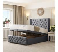 Bed Choices Deluxe Ottoman Upholstered Divan Bed with 54" Headboard in Dark Grey | Size: Single Bed Choices Dark Grey Single