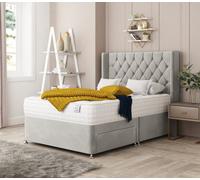 Bed Choices Deluxe Plush Velvet Divan Bed With 2 Drawers, Mattress And 54" Headboard