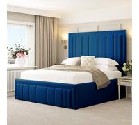 Bed Choices Emperor Bed Frame 54" Headboard with Chelsea Mattress in Blue | Size: Super King Bed Choices Blue Super King