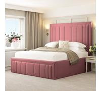 Bed Choices Emperor Bed Frame 54" Headboard with Chelsea Mattress in Pink | Size: King Bed Choices Pink King