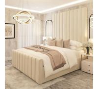 Bed Choices Kensington Luxury Panelled 70" Bed Frame with Premium Chelsea Mattress - Super King - Cream