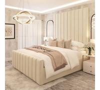 Bed Choices Kensington Luxury Panelled Ottoman Bed Frame with Gas Lift Storage in Cream | Size: Small Double Bed Choices Cream Small Double