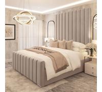 Bed Choices Kensington Upholstered Luxury Panelled 70" Bed Frame with Premium Chelsea Mattress in Silver | Size: Super King Bed Choices Silver Super King