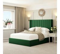 Bed Choices Madison Bed Frame with 54" Headboard, Chelsea Mattress & Ottoman Storage - Double - Green