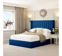 Bed Choices Madison Bed Frame with 54" Headboard, Chelsea Mattress & Ottoman Storage in Blue | Size: King Bed Choices Blue King