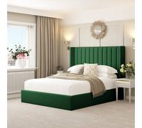 Bed Choices Madison Bed Frame with 54" Headboard, Chelsea Mattress & Ottoman Storage in Green | Size: Super King Bed Choices Green Super King