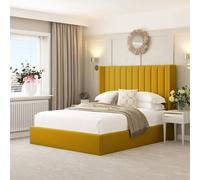 Bed Choices Madison Bed Frame with 54" Headboard, Chelsea Mattress & Ottoman Storage in Mustard | Size: Super King Bed Choices Mustard Super King