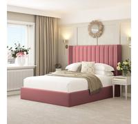 Bed Choices Madison Bed Frame with 54" Headboard, Chelsea Mattress & Ottoman Storage in Pink | Size: Super King Bed Choices Pink Super King