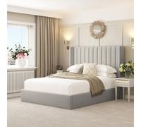 Bed Choices Madison Bed Frame with 54" Headboard, Chelsea Mattress & Ottoman Storage in Silver | Size: Super King Bed Choices Silver Super King