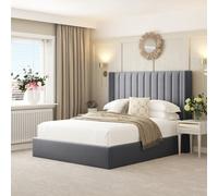 Bed Choices Madison Bed Frame With 54" Headboard, Chelsea Mattress & Ottoman Storage - Single (Grey)