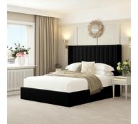 Bed Choices Madison Bed Frame with 54" Headboard, Chelsea Mattress & Ottoman Storage - Small Double - Black