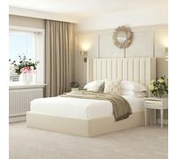 Bed Choices Madison Bed Frame with 54" Headboard, Chelsea Mattress & Ottoman Storage - Small Double - Cream