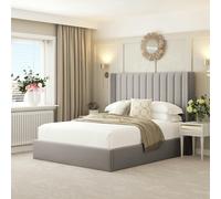 Bed Choices Madison Bed Frame with 54" Headboard, Chelsea Mattress & Ottoman Storage - Super King - Grey