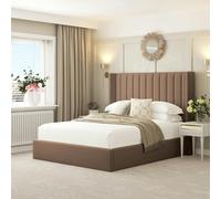 Bed Choices Madison Bed Frame with 54" Headboard, Chelsea Mattress & Ottoman Storage - Super King - Taupe
