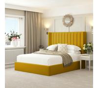 Bed Choices Madison Storage Bed Frame with Metal Ottoman Gas Lift - Double - Mustard